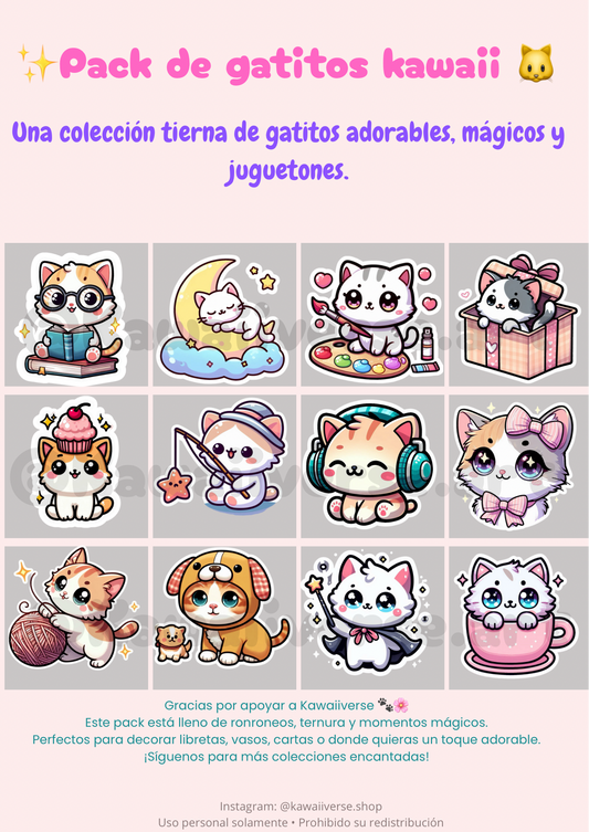🐱Pack de stickers- Gatitos kawaii 🐱