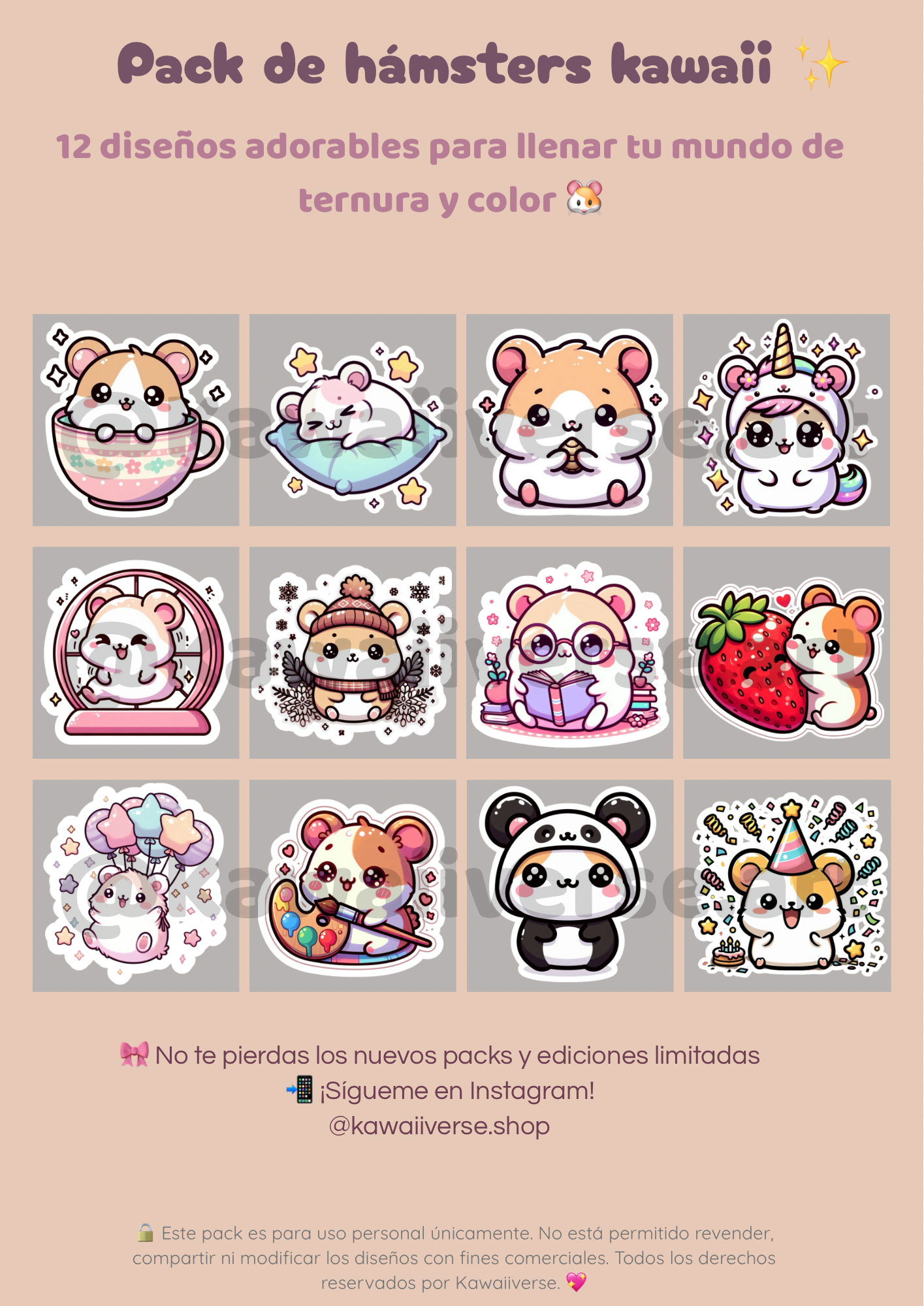 🐹 Pack de Stickers – Hámsters Kawaii 🐹