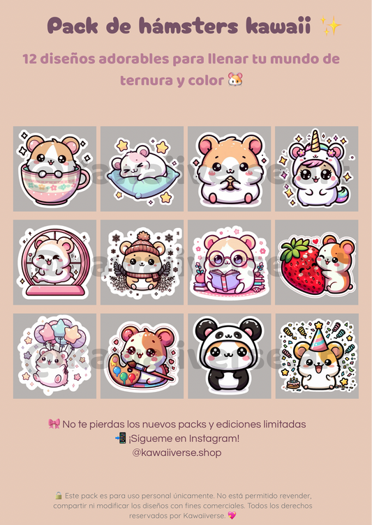 🐹 Pack de Stickers – Hámsters Kawaii 🐹